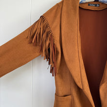 Load image into Gallery viewer, Tan Faux Suede Fringe Jacket
