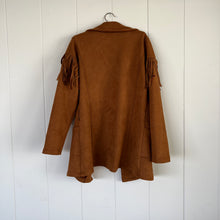 Load image into Gallery viewer, Tan Faux Suede Fringe Jacket
