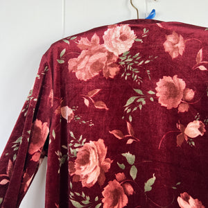 *SAMPLE* Burgundy Rose Printed Velvet Tie Top