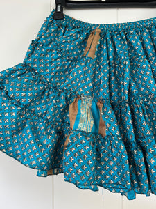 *SAMPLE* Silk Tiered Mini Skirt - blue